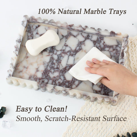 YMXYJM polished marble tray is easy to clean with a quick wipe.