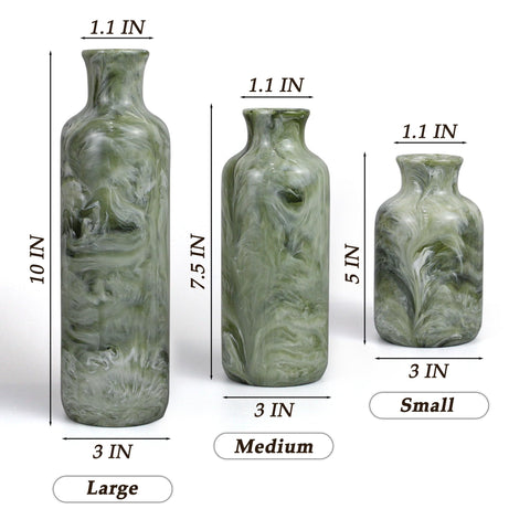 YMXYJM shelf or mantle decor vases in green resin.