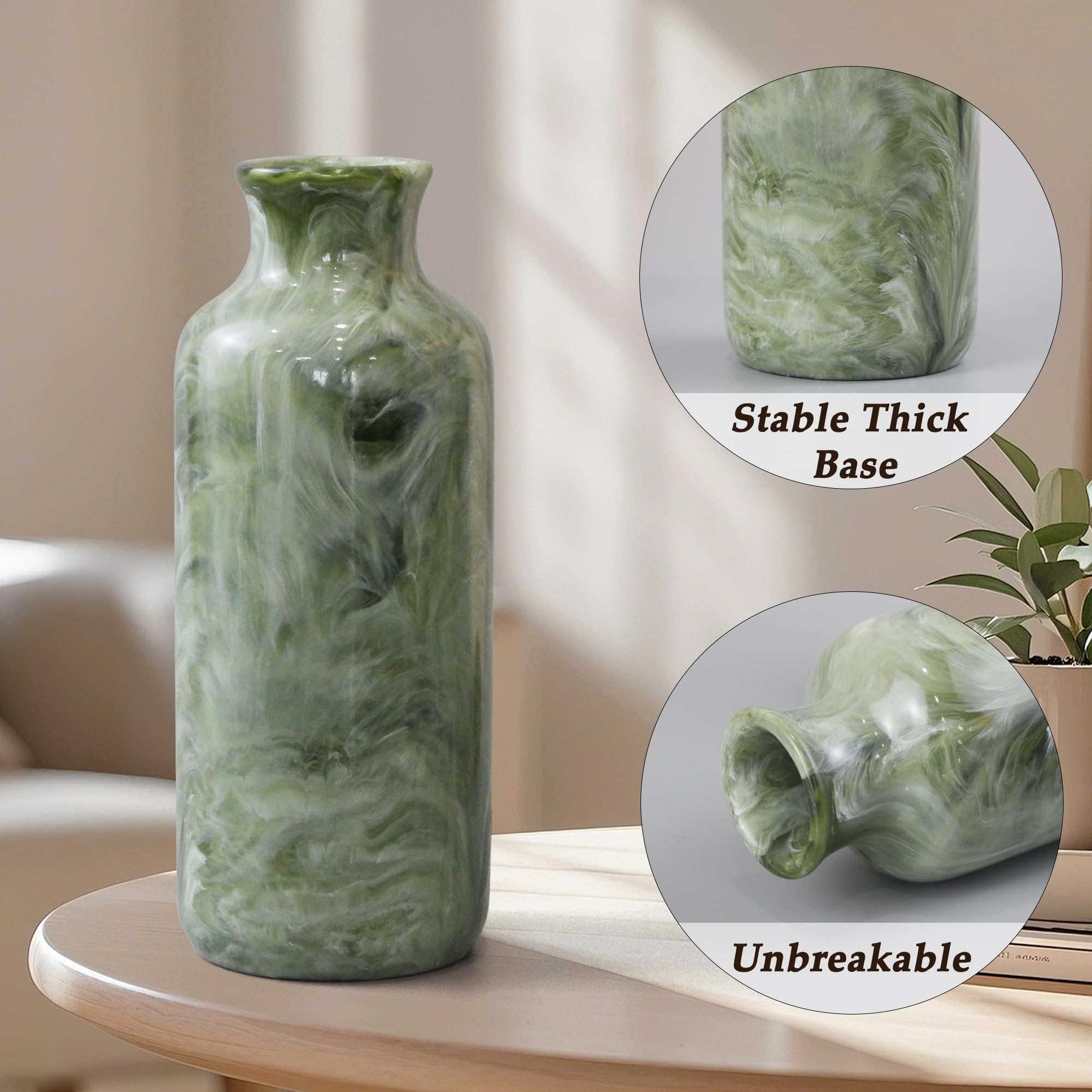 YMXYJM table centerpiece vases, green resin trio, elevate dining and coffee nooks.
