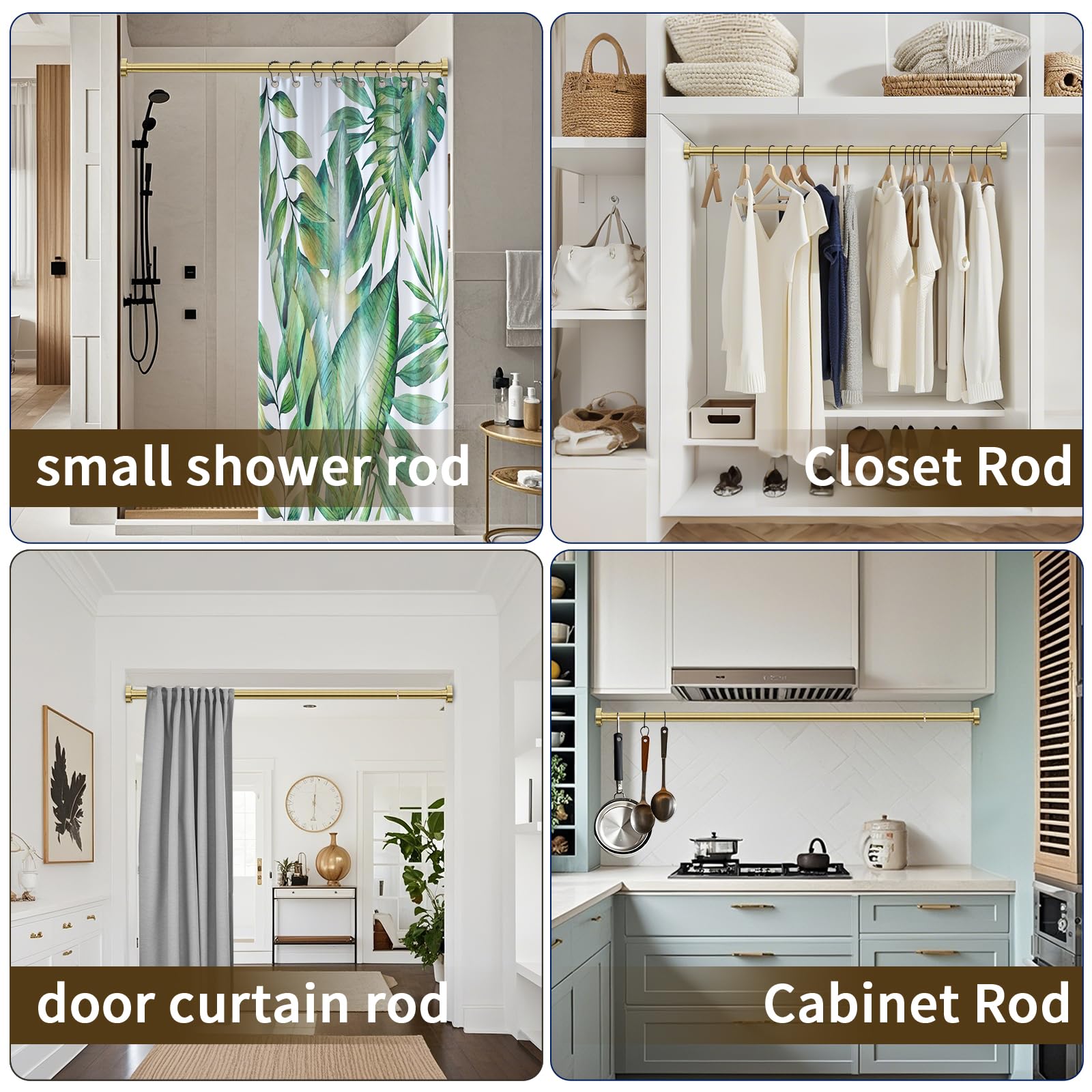 YNL brushed gold shower rod waterproof and rust-proof coating visible