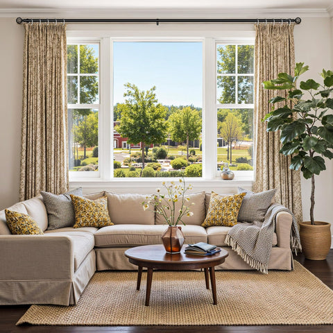 YNL curtain rod matte black finish complements contemporary decor and outdoor spaces