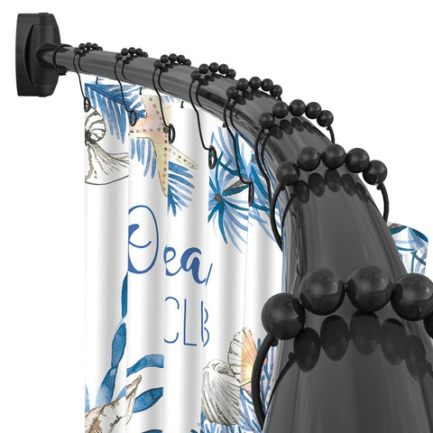 YNL curved shower rod in matte black with rustproof aluminum for lasting use.