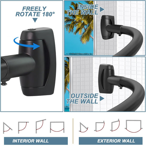 Arched design provides 12 inches of extra space inside the shower.
