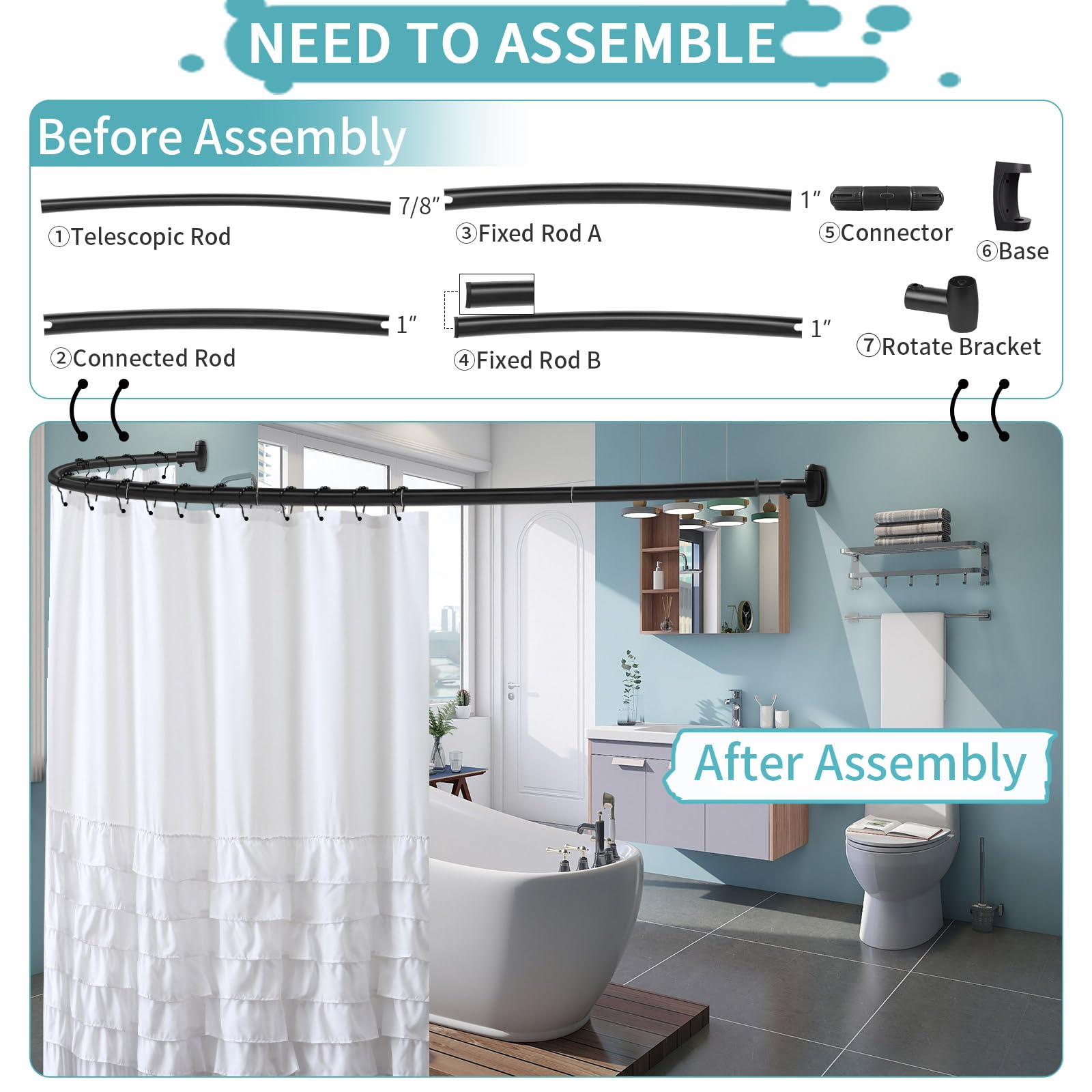 Packaging shows included hardware and clear installation steps for quick setup.