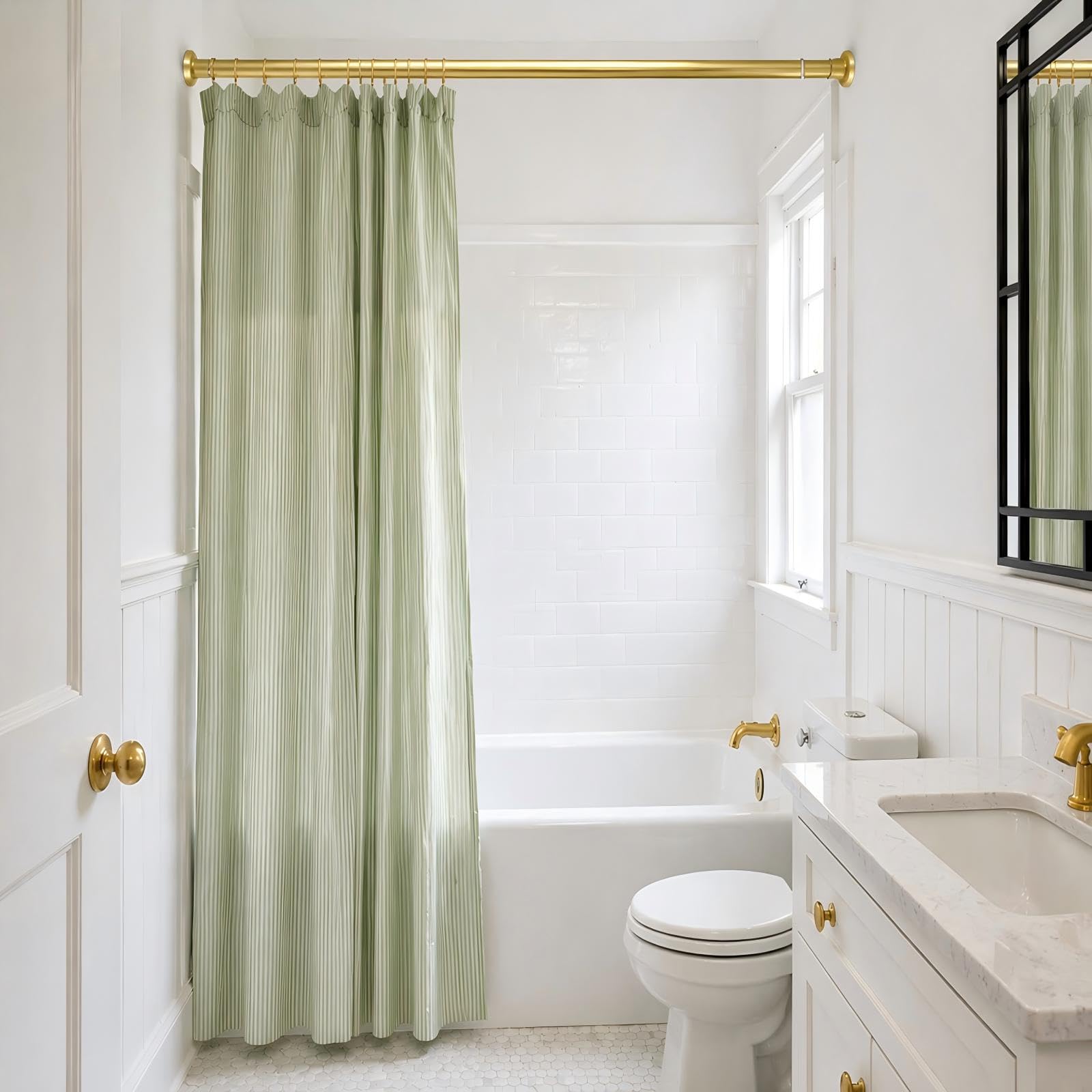YNL Gold Shower Curtain Rod features a modern gold finish for upgraded style.