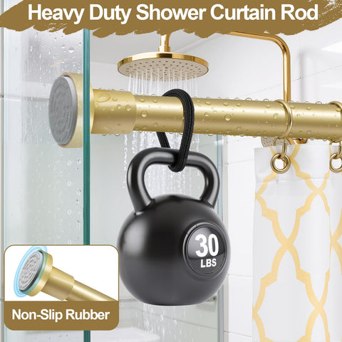 YNL Gold Shower Curtain Rod has non-slip end caps for daily stability.