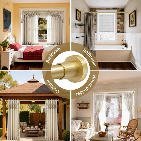 YNL Gold Shower Curtain Rod is rustproof stainless steel for humid bathrooms.