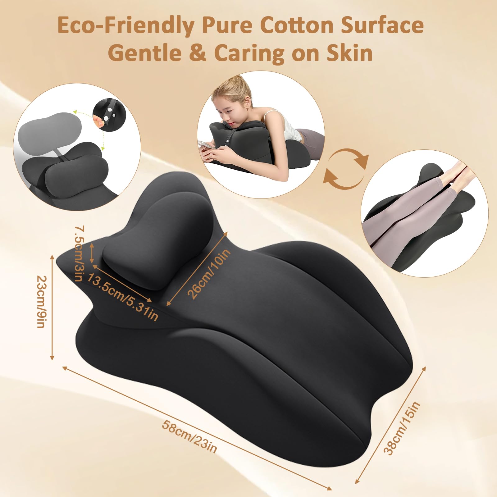 YNOXXTYB Wedge Pillow detachable mini pillow enhances hips and lower back comfort.