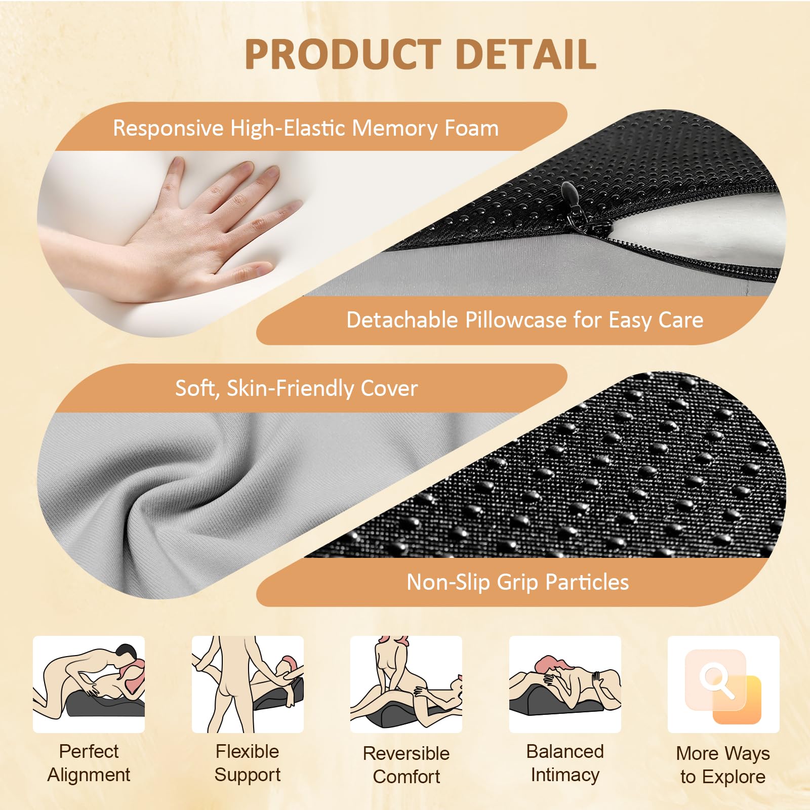 YNOXXTYB Wedge Pillow includes a detachable mini pillow for adjustable height.