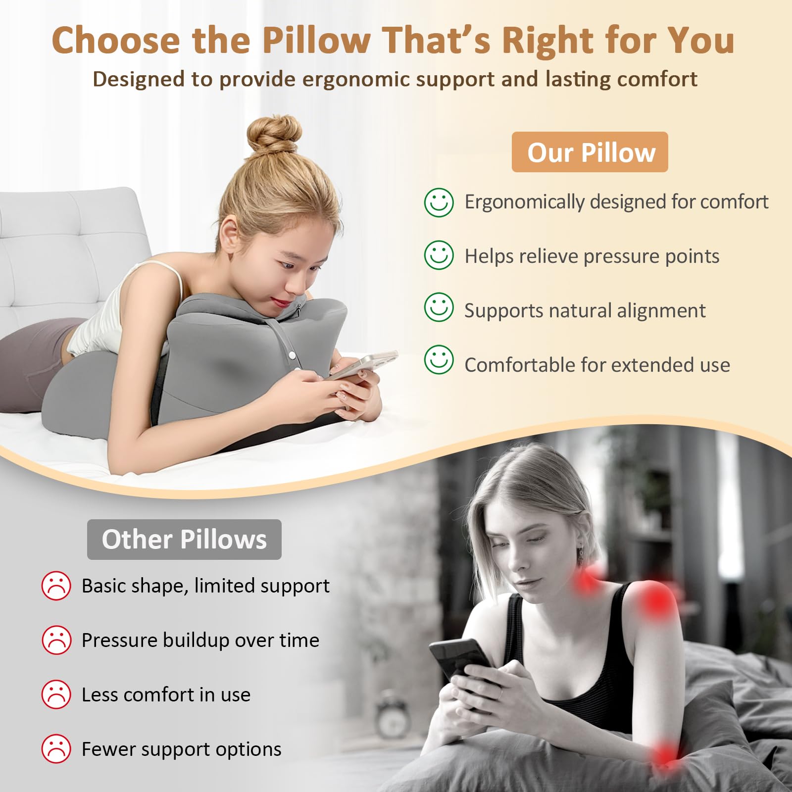 YNOXXTYB wedge pillow memory foam core supports hips and back for daily comfort.