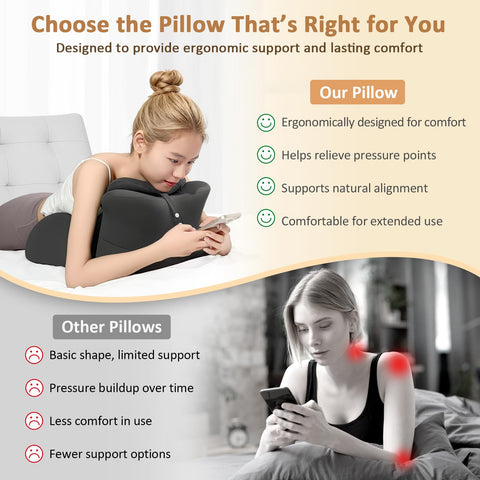 YNOXXTYB Wedge Pillow with memory foam delivers firm, long-lasting back support while reading.
