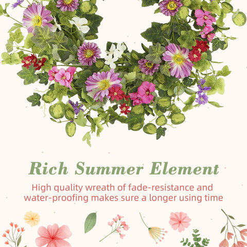YNYLCHMX spring-summer wreath brings fresh color to living spaces.
