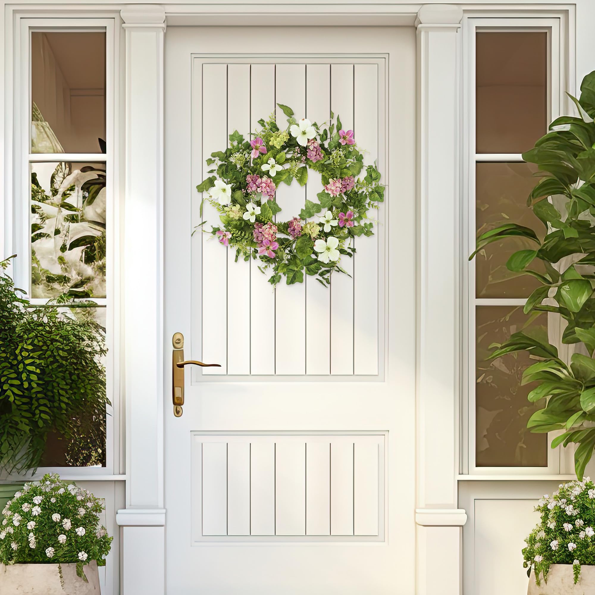 YNYLCHMX 18-inch wreath designed for outdoor or indoor display on gateways or windows.