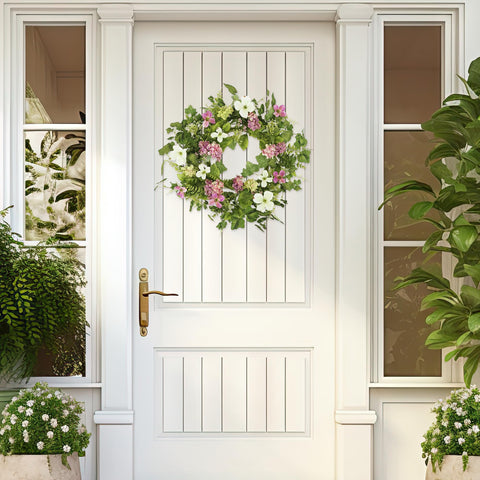 YNYLCHMX 18-inch wreath designed for outdoor or indoor display on gateways or windows.