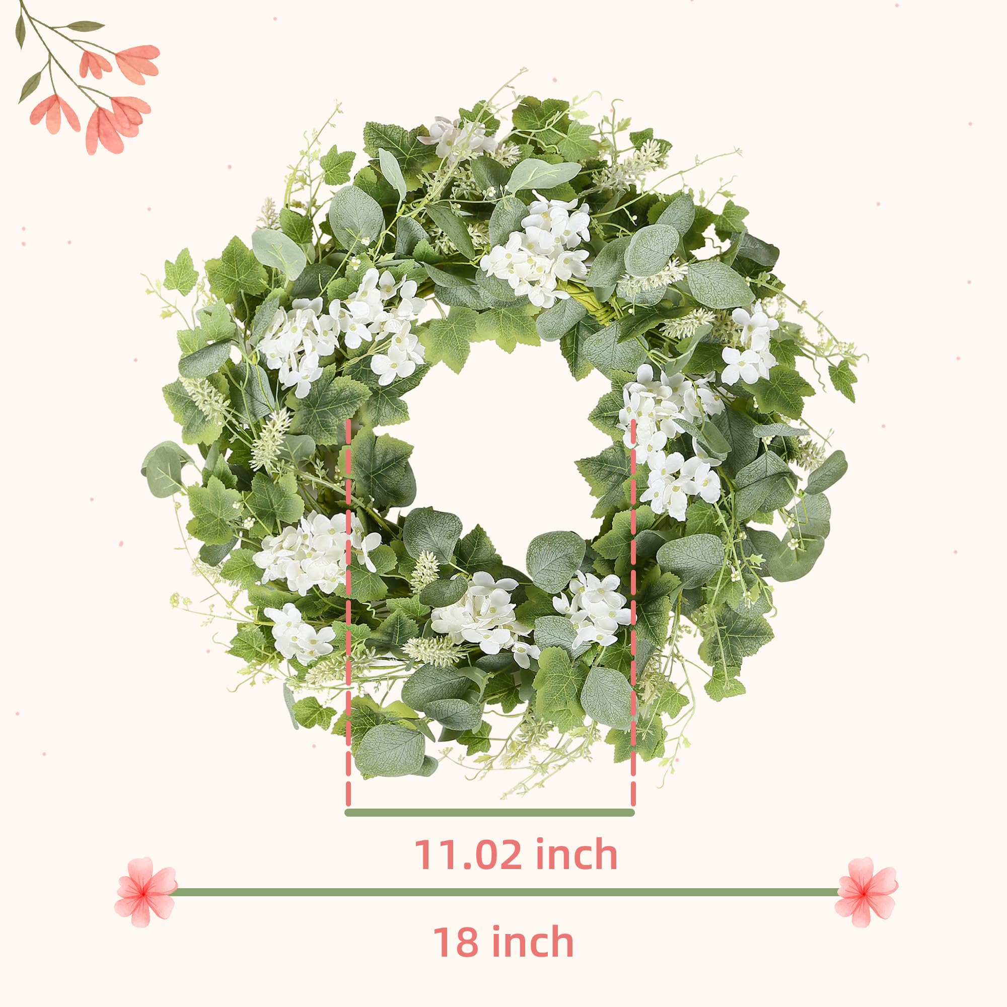 YNYLCHMX artificial wreath features delicate white blossoms for bright, welcoming interiors.