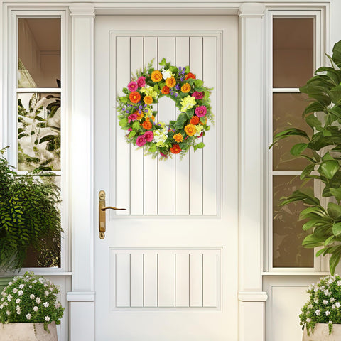 YNYLCHMX easy-care wreath ships flat and expands to full size