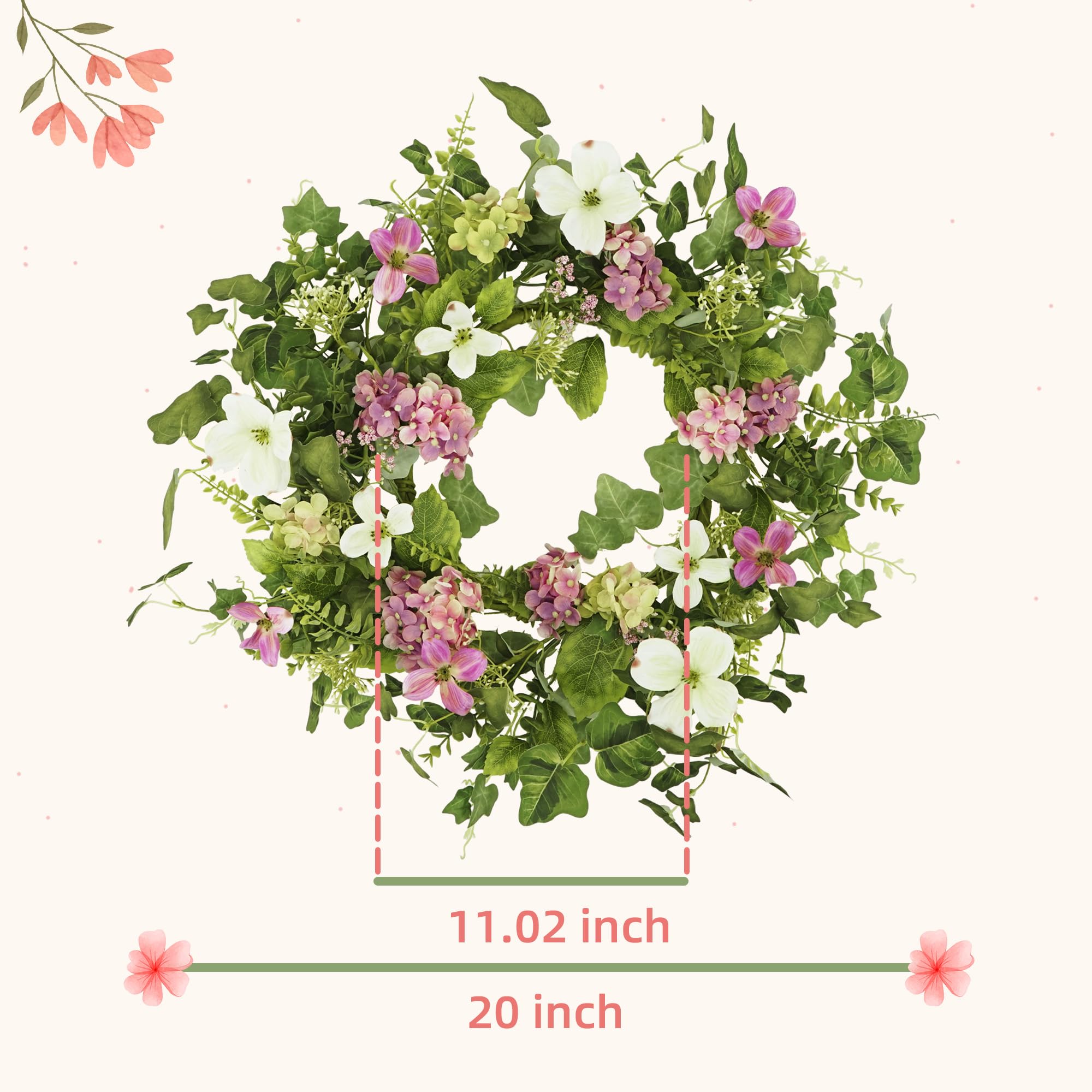YNYLCHMX green eucalyptus leaves wreath for year‑round indoor and outdoor decor.