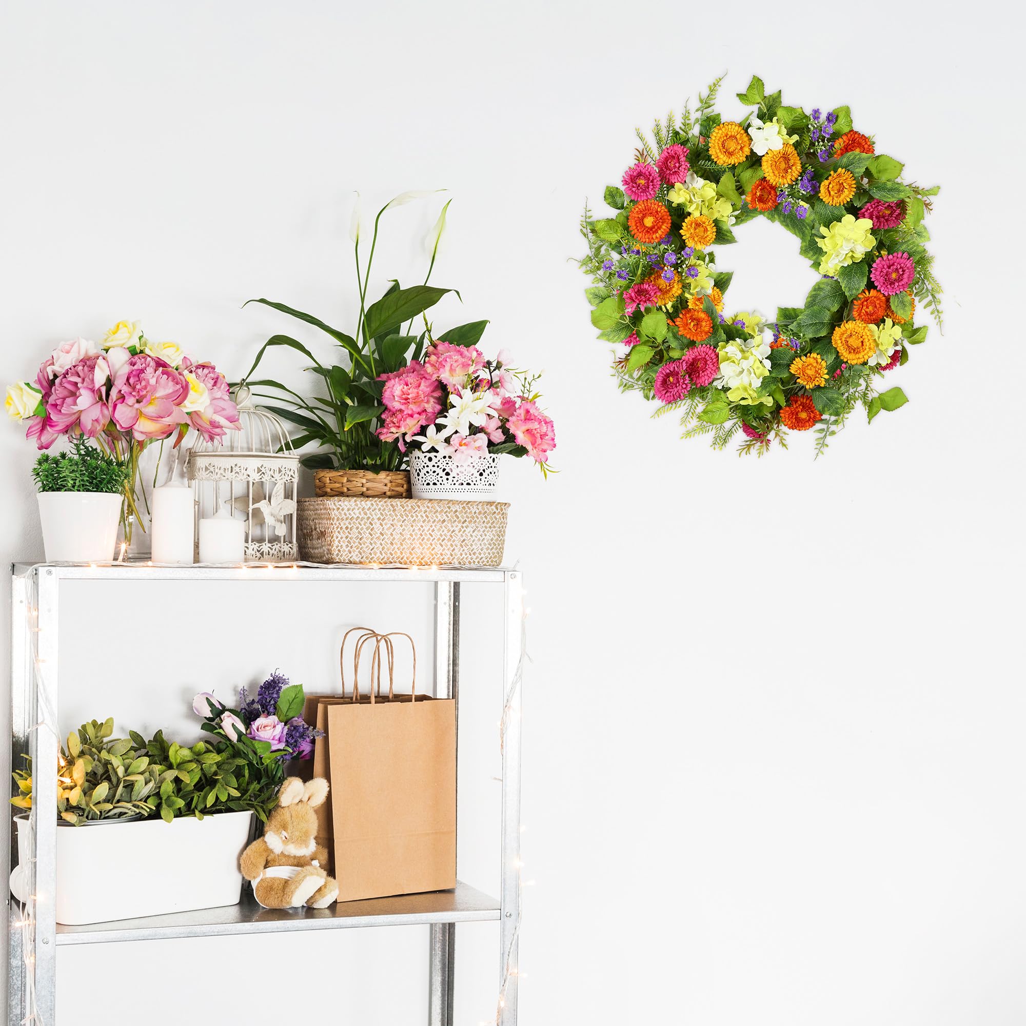 YNYLCHMX greenery and daisies evoke spring vibes for year-round charm