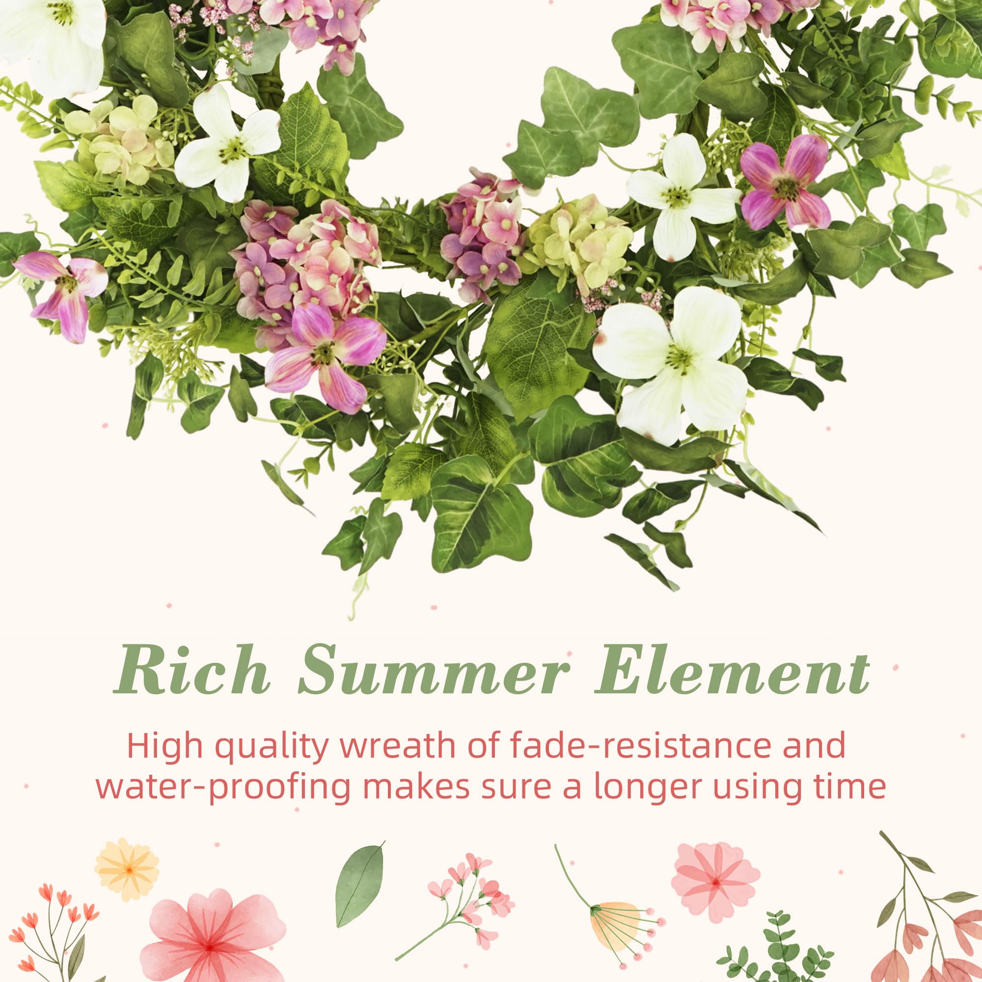 YNYLCHMX handcrafted silk wreath offers lasting color with low maintenance.