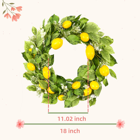 YNYLCHMX lemon greenery wreath brightens indoor walls with fresh color.