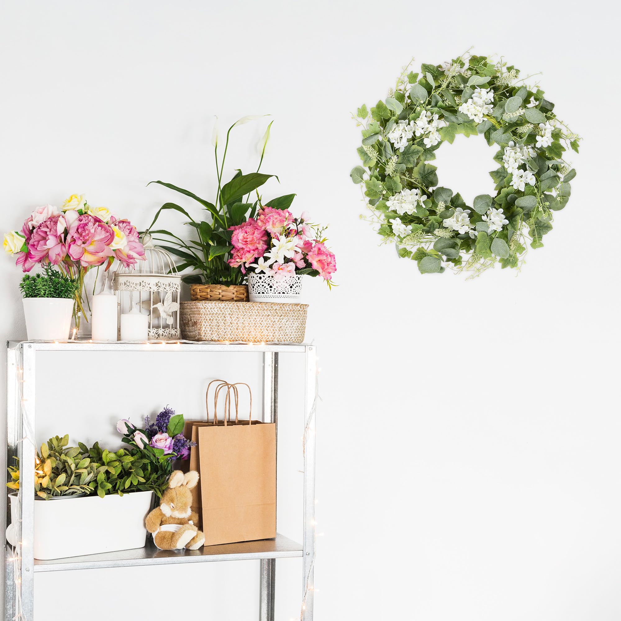 YNYLCHMX wreath pairs with farmhouse decor for seasonal charm and warm ambiance.