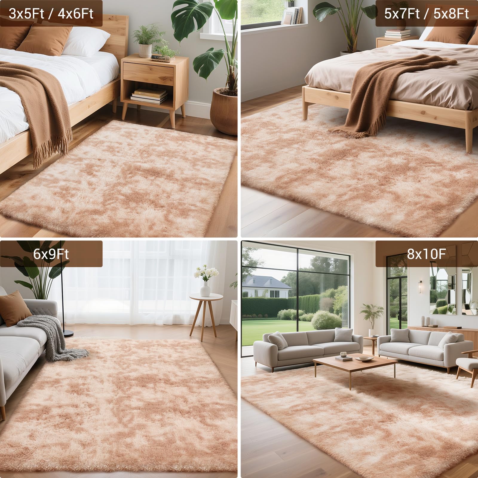 YOBATH Large 6x9 rug arriving vacuum-packed and fluffing after unfolding