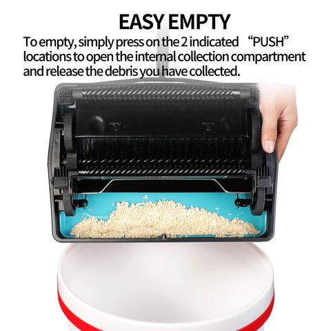 Yocada carpet sweeper brush action aids efficient pickup on carpets.