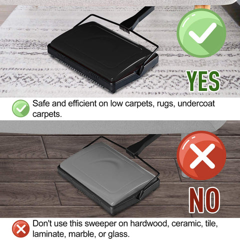 Yocada carpet sweeper captures crumbs and dust smoothly
