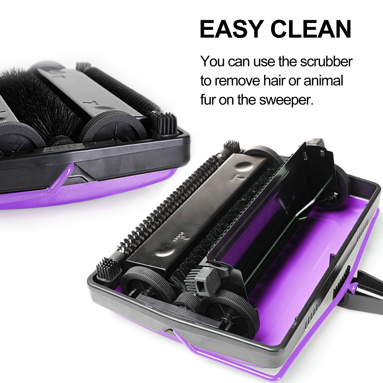 Yocada Carpet Sweeper dimensions show a compact base for easy storage.