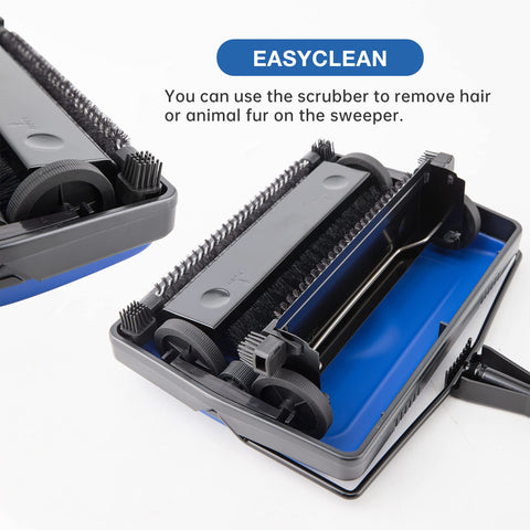 Yocada carpet sweeper emptying button for mess-free disposal