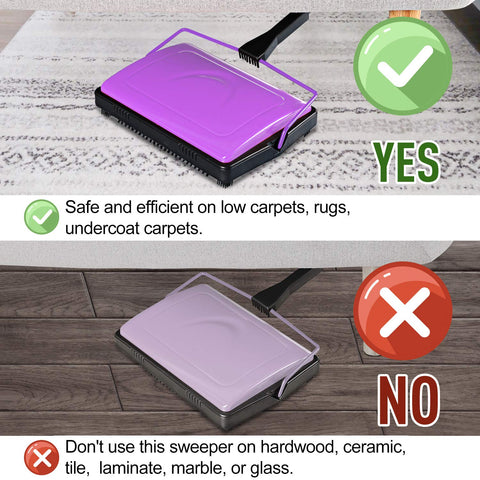 Yocada Carpet Sweeper empties waste with a simple button press.