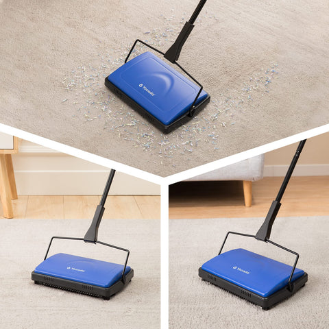 Yocada carpet sweeper in a home office scene on a low-pile rug