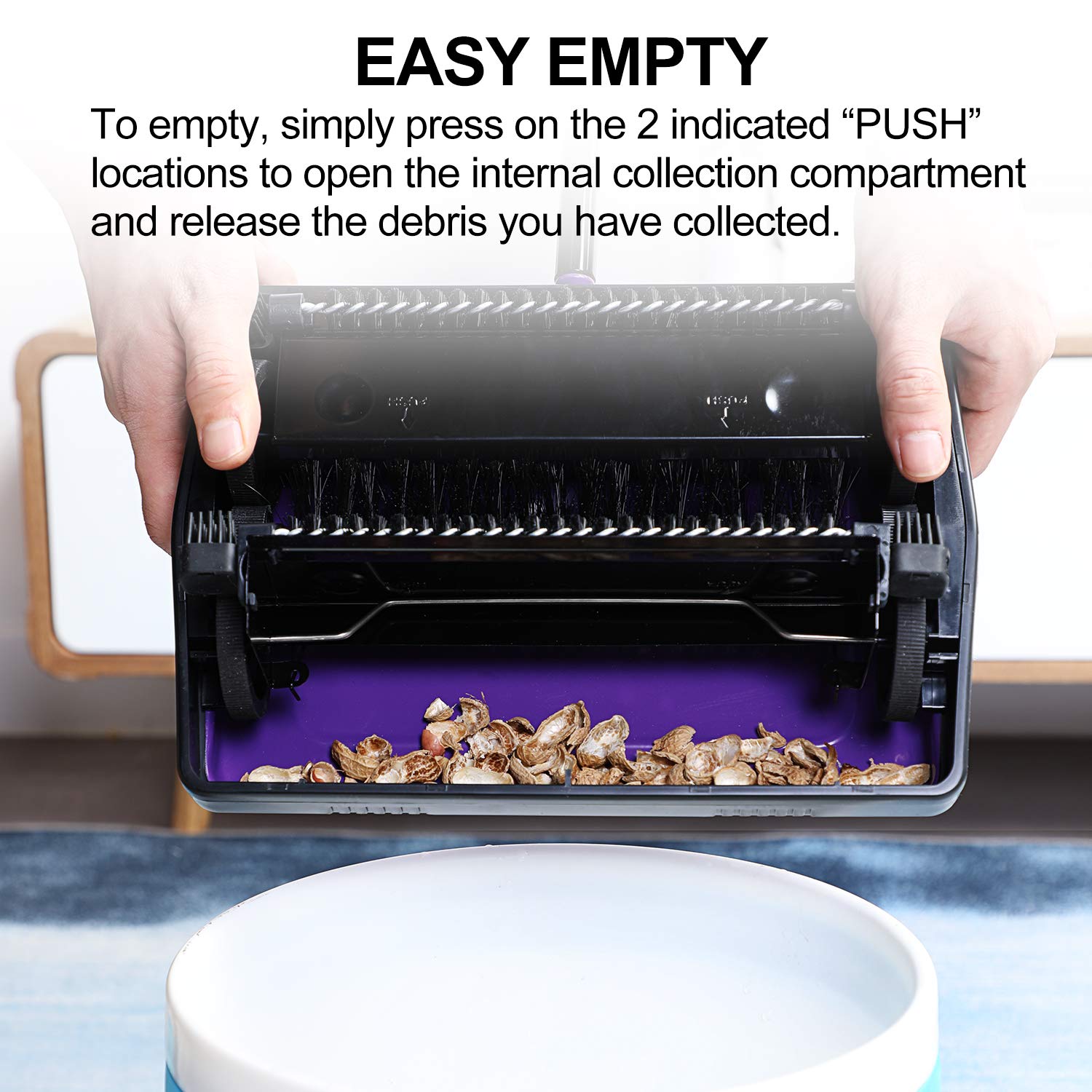 Yocada Carpet Sweeper is lightweight and portable for quick cleans.