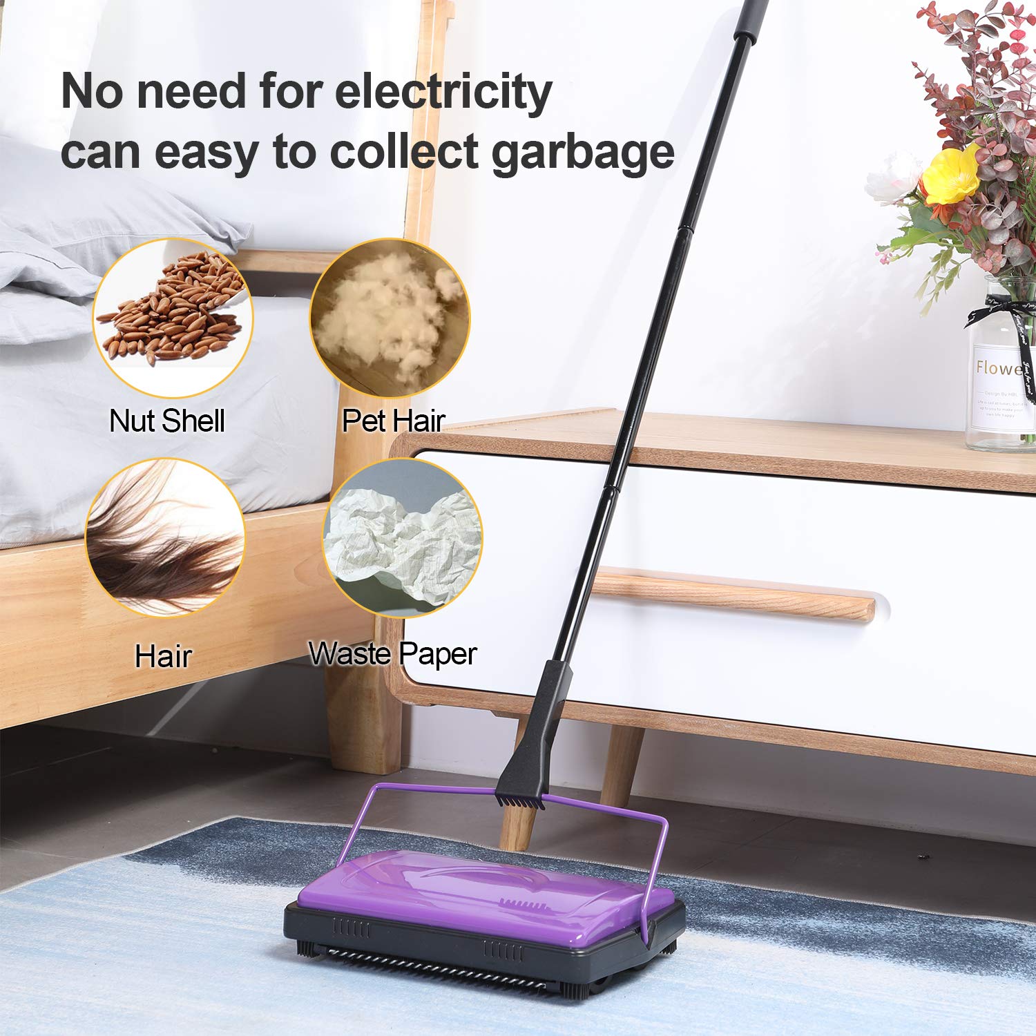 Yocada Carpet Sweeper ideal for homes with pets and crumbs.