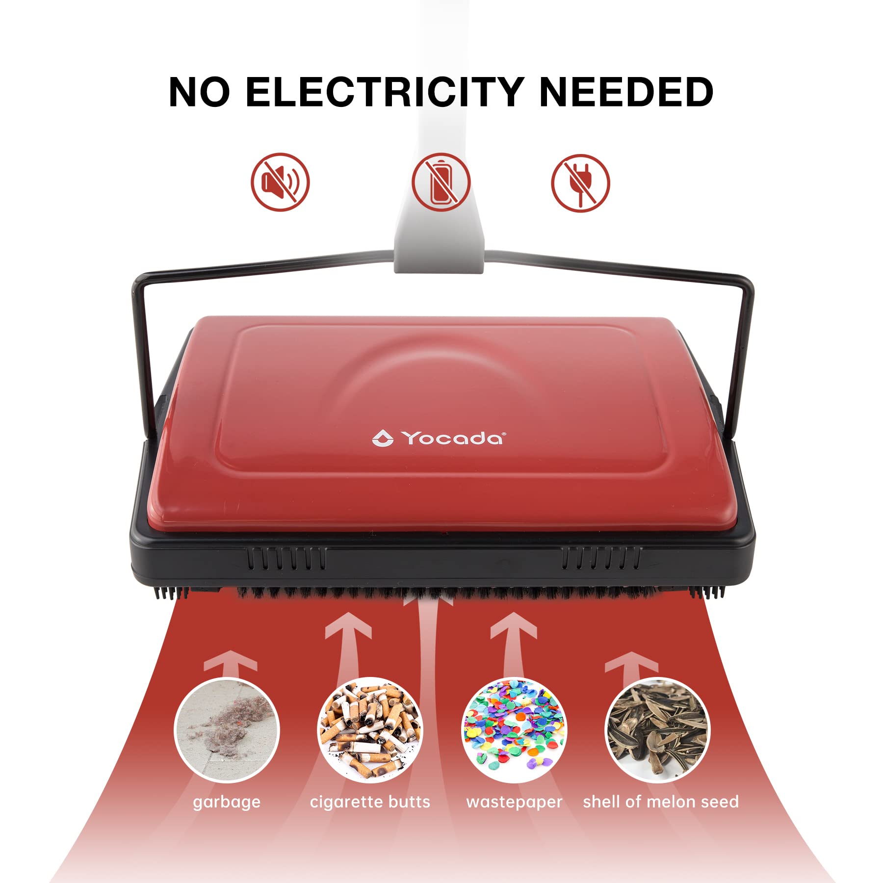 Yocada carpet sweeper tackles pet hair and crumbs without cords.