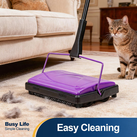 Yocada Carpet Sweeper cleans undercoat and rugs with ease.