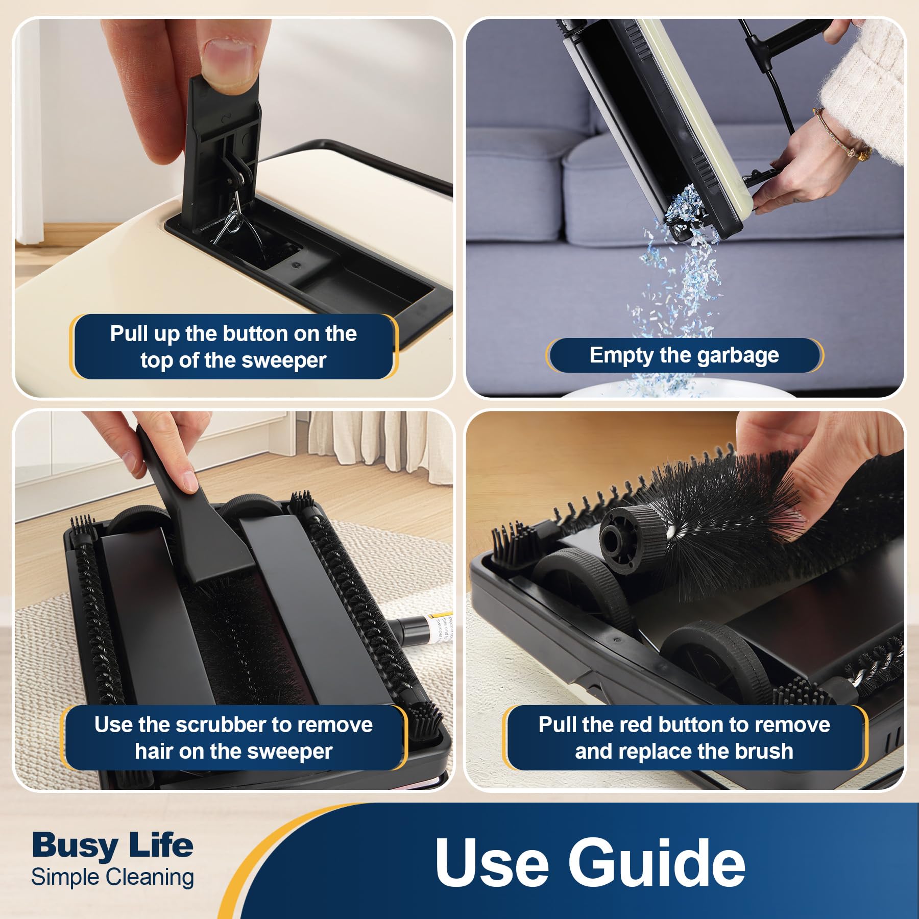 Yocada sweeper efficiently removes pet hair from rugs without electricity