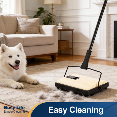 Yocada manual carpet sweeper silent operation keeps cleaning discreet in any room
