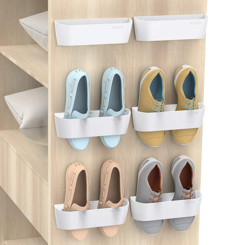 Yocice wall mounted shoes rack with six pack keeps entryways tidy and accessible.