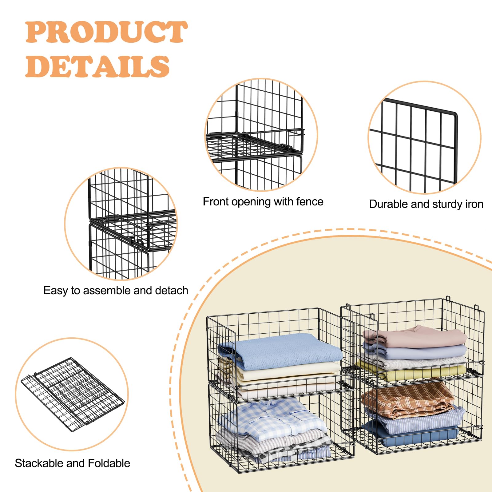 Yociyoga 4-tier closet organizers folded for compact storage.
