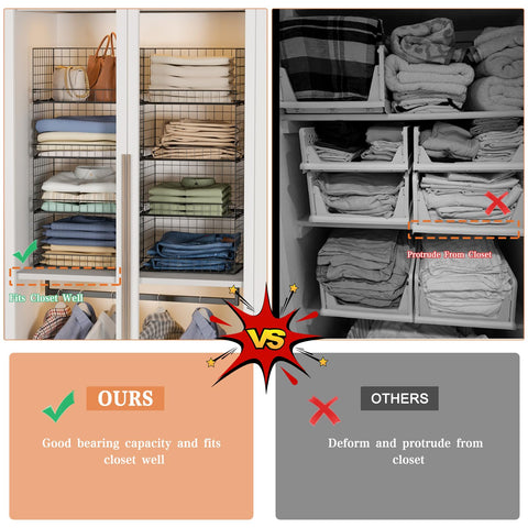 Yociyoga 4-tier closet organizers side view, space-saving profile for tight spaces.