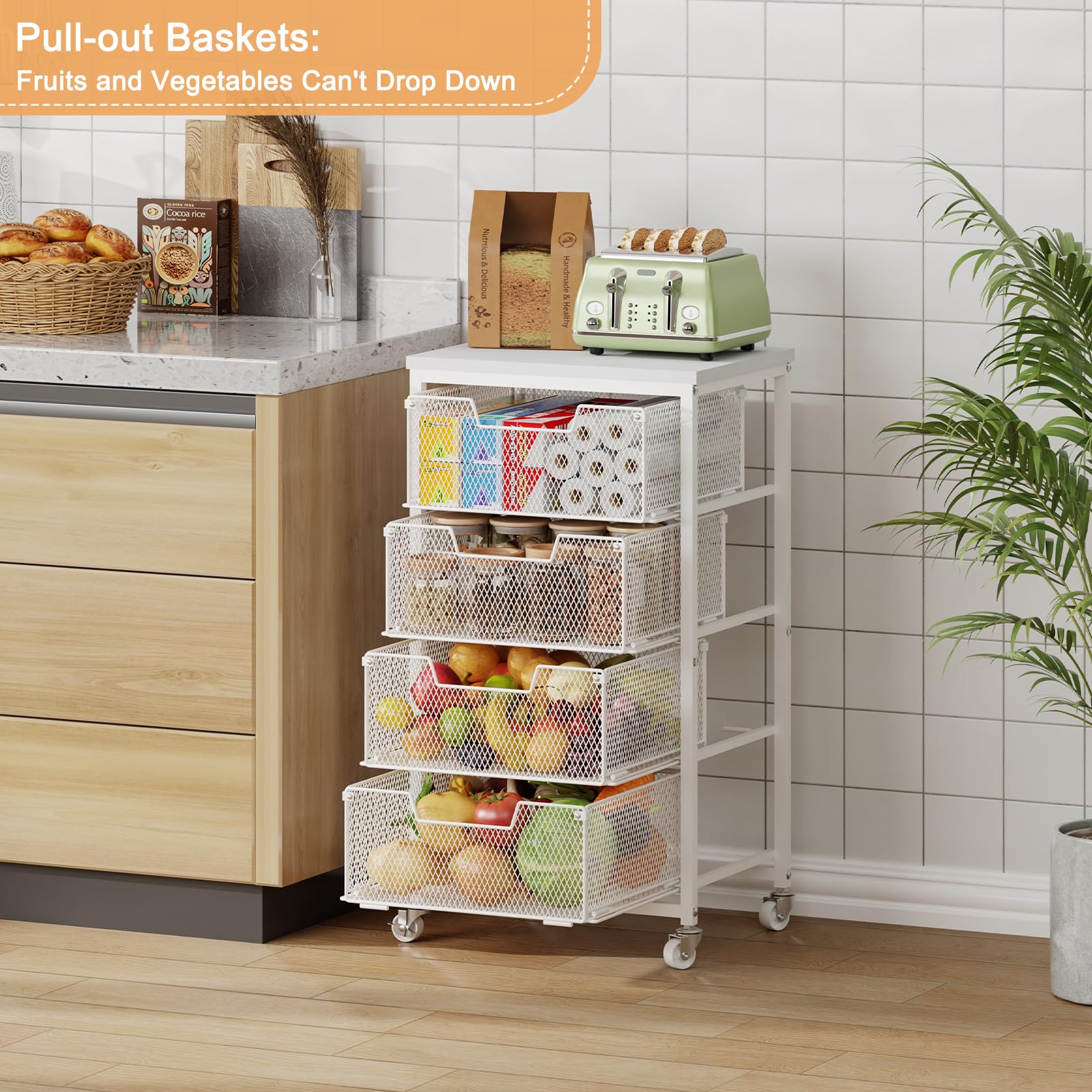 Yociyoga compact cart fits tight spaces beside counters.