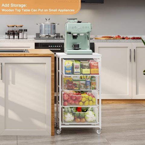 Yociyoga pull-out baskets provide easy access to stored items.