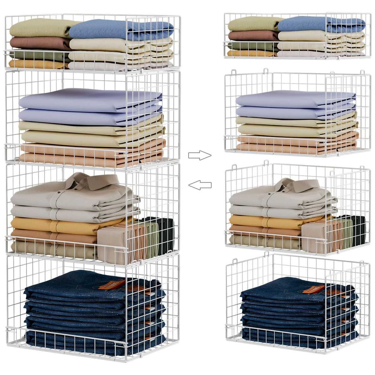 Yociyoga 4Tier front view shows easy access and organized closet space.