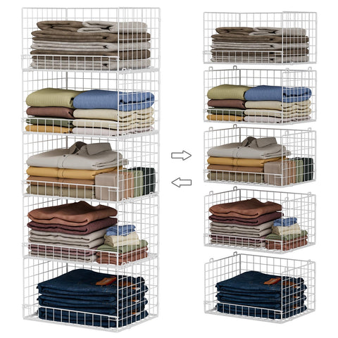 Yociyoga 5-Tier stackable closet organizer with wide mouth for easy access to bulky garments