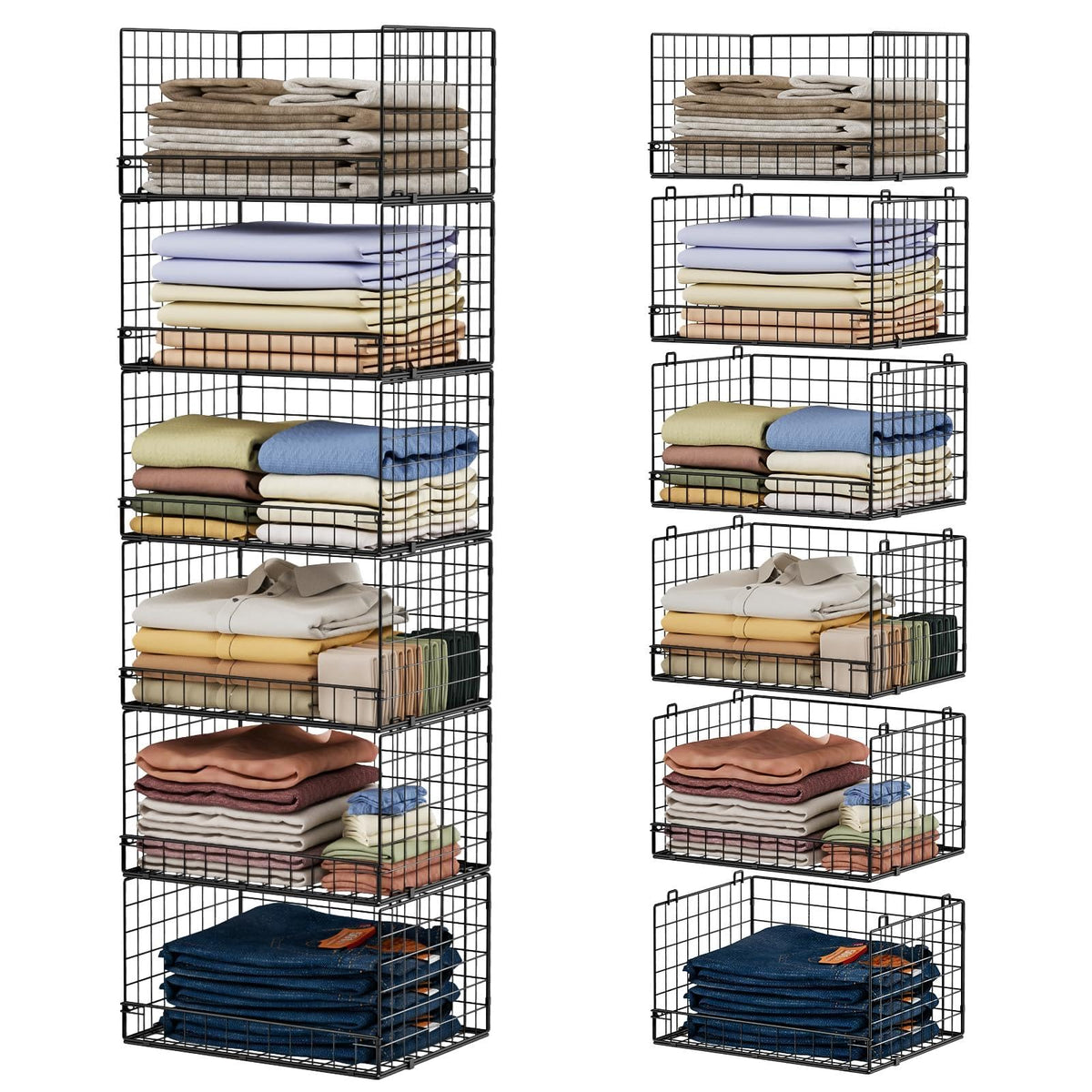 Yociyoga 6-tier closet organizer with a wide mouth for easy access to bulky garments.