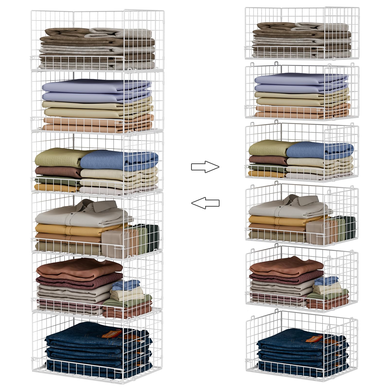 Yociyoga 6-tier stackable closet organizers maximize space in a tidy wardrobe