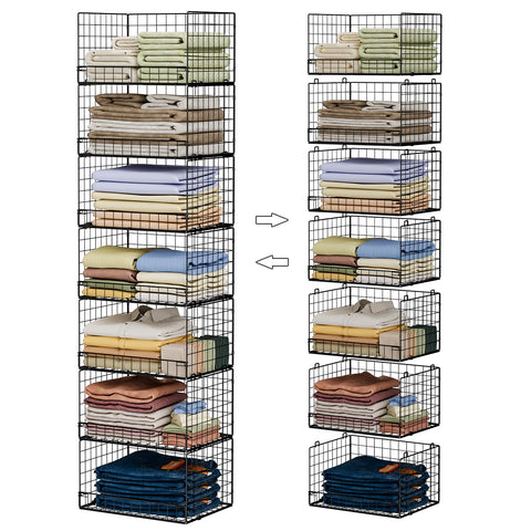 Yociyoga 7-tier stackable closet organizers provide clear visibility for quick outfit choices.