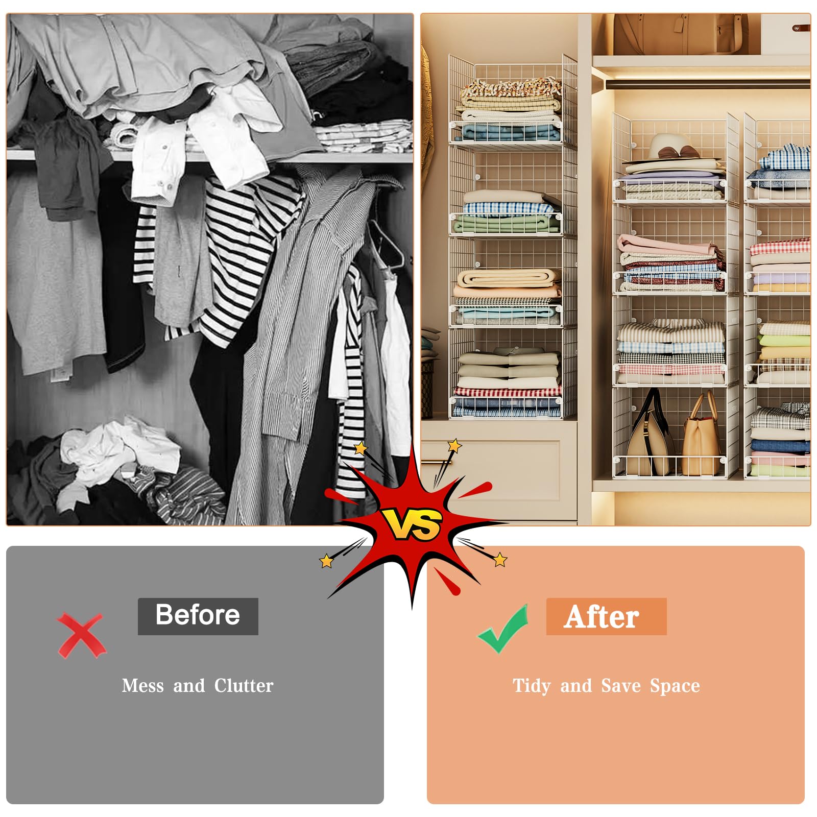 Yociyoga depth-design closet shelf fits most wardrobes to maximize space