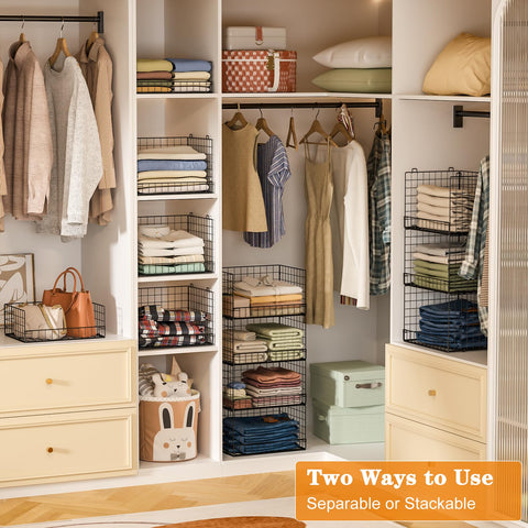 Yociyoga foldable closet shelf system fits in tight corners when not in use.